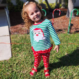 Girls Christmas Holiday Santa Tunic & Red Pants Outfit: