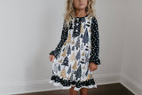 Kids Gold Tree Holiday Christmas Ruffle Button Lounge Gown