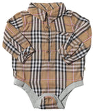 Me & Henry Burberry Plaid Collared Onesie