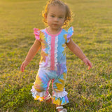 Pastel Tie Dye Baby Girls Spring Romper Easter Kids Clothes: 3-6 Mo