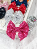 Fancy Sequin Hair Bow: Black