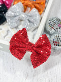 Fancy Sequin Hair Bow: Black