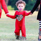 Baby Girls Red Leopard Heart Valentine's Day Romper Jumpsuit