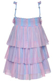 Hannah Banana 3-TIER STRIPE MESH TUTU DRESS: PINK MULTI