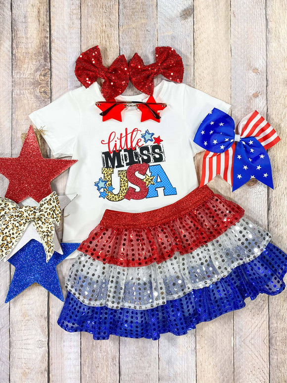 Little Miss USA Sequin Skirt Set