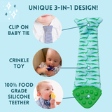 Tasty Tie Teether, Crinkle Toy, Baby Boy Gift (Elephant)