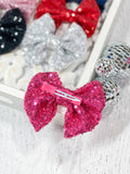 Fancy Sequin Hair Bow: Black