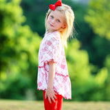 Girls Red Plaid Christmas Ruffle Shirt Embroidery Blanks