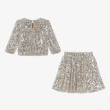 Abel & Lula Girls Silver Sequin Skirt Set