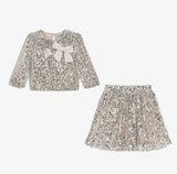 Abel & Lula Girls Silver Sequin Skirt Set