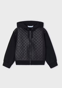 Mayoral Quilted Pleather Hooded zip up