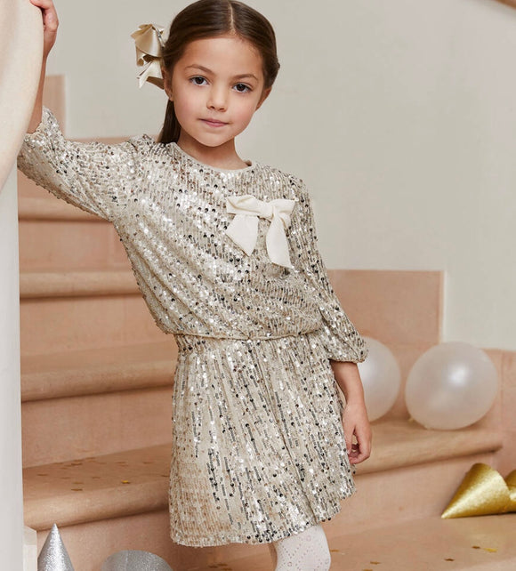 Abel & Lula Girls Silver Sequin Skirt Set