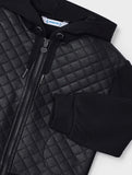 Mayoral Quilted Pleather Hooded zip up