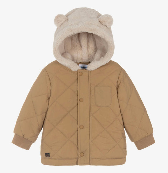 Mayoral Tan Hooded Quilted Jacket