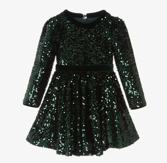 Abel & Lula Girls Green Sequin Dress