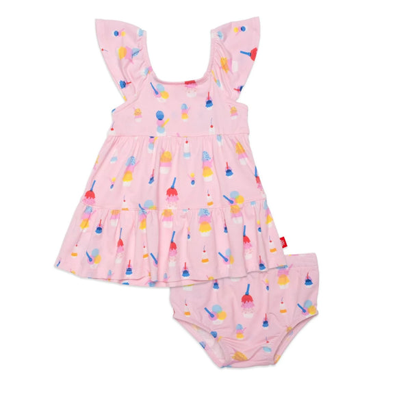 Magnetic Me pink sundae funday modal magnetic little baby dress + diaper cover set