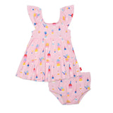 Magnetic Me pink sundae funday modal magnetic little baby dress + diaper cover set