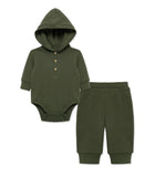 Little Me Olive Waffle Knit Set