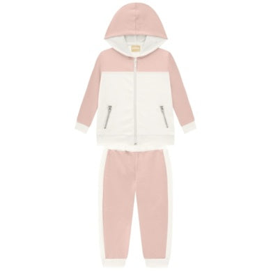 Milon Velour Track Suit (cream & pink)