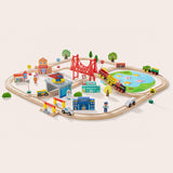 Tiny Land® Wooden Train Set 110 Pcs