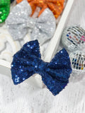 Fancy Sequin Hair Bow: Black