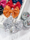 Fancy Sequin Hair Bow: Black