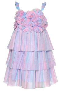 Hannah Banana 3-TIER STRIPE MESH TUTU DRESS: PINK MULTI