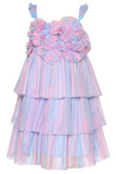 Hannah Banana 3-TIER STRIPE MESH TUTU DRESS: PINK MULTI