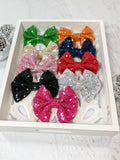 Fancy Sequin Hair Bow: Black