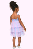 Hannah Banana 3-TIER STRIPE MESH TUTU DRESS: PINK MULTI