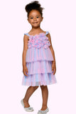 Hannah Banana 3-TIER STRIPE MESH TUTU DRESS: PINK MULTI