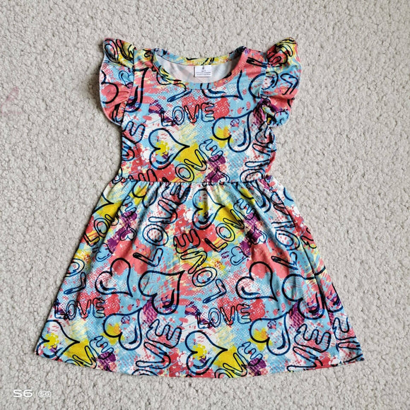 Baby girls colorful heart pearl dress