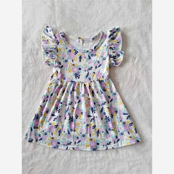 Baby girls lavender floral pearl dress