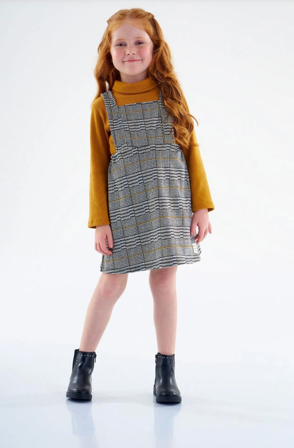 Houndstooth dress w/ Mustard Sweater