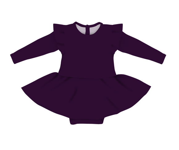 Plum - Long Sleeve Twirl Skirt Bodysuit