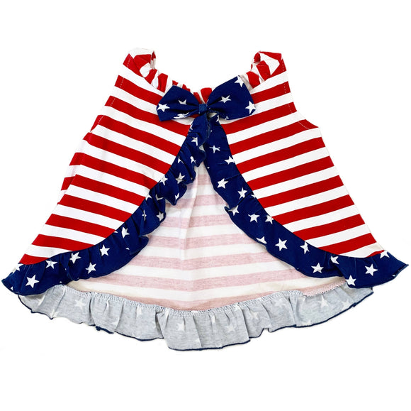 AnnLoren 4th of July Swing Tank Top with Ruffle trim and Bow