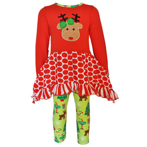 Christmas Reindeer Tunic & Holiday Legging Outfit