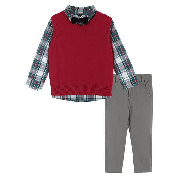 Boys Holiday Sweater Vest And Pants Set