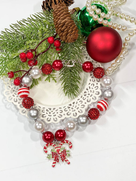Candy Cane Chunky Bead Necklace