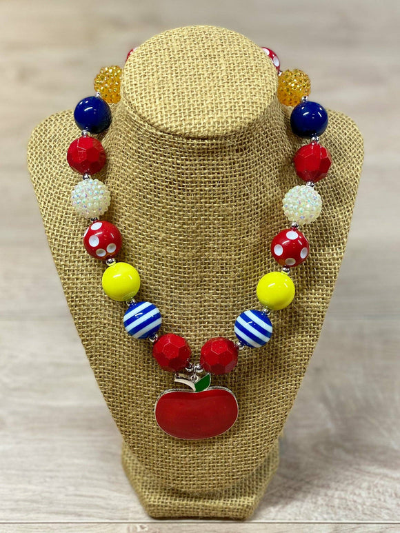 Back To School Apple Chunky Bead Necklace