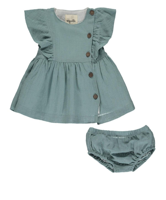 Aqua Dress and Diaper Cover